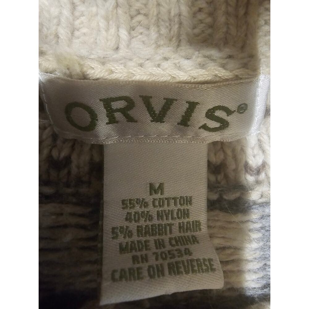 ORVIS Fair Isle Collared Cardigan Sweater Southwestern Aztec Cabincore M 3929 - Picture 3 of 6